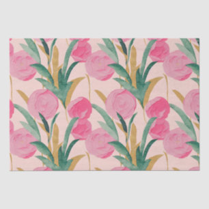 Papel De Seda Aquarela Flores de Primavera Rosa Vibrantes Pintad