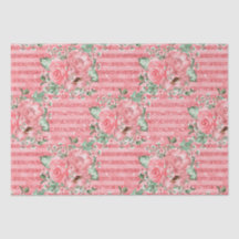 Aquarela Flores Rosas Cor-de-Rosa & Listras com Br