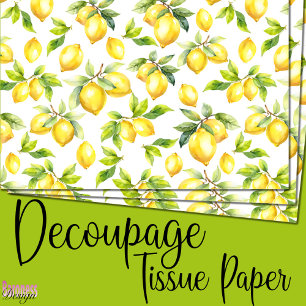 Papel De Seda Aquarela fresca limões amarelos folhas verdes
