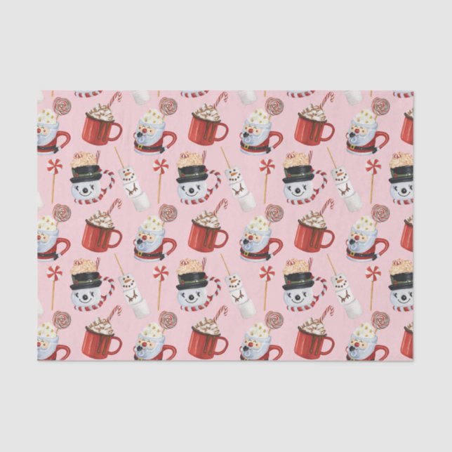 Papel De Seda Aquarela Natal Quente Chocolate (Frente )