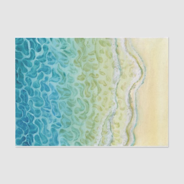 Papel De Seda Aquarela Oceano Praia (Frente )
