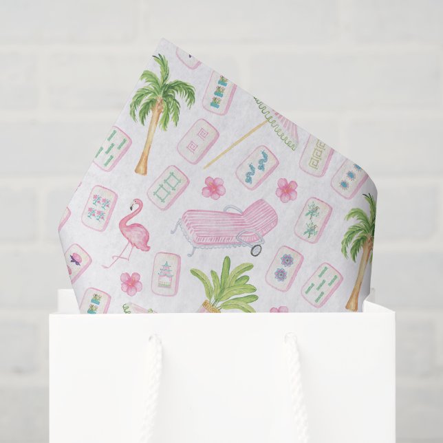 Papel De Seda Aquarela Palm Beach Mahjong (Sacola de presentes)