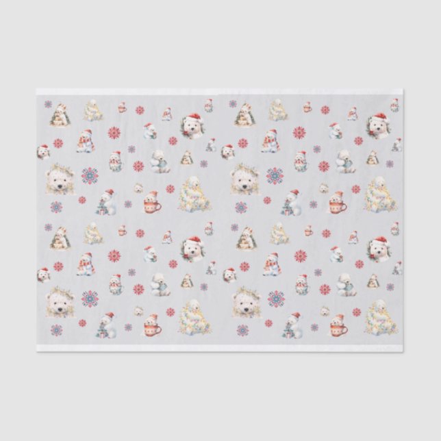 Papel De Seda Aquarela Polar Bear Natal (Frente )