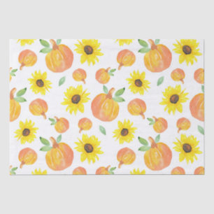 Papel De Seda Aquarela Pumpkins e Sunflower