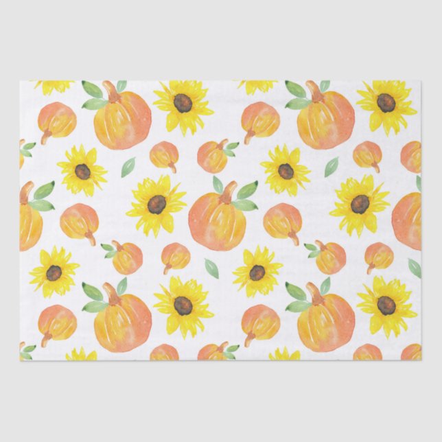 Papel De Seda Aquarela Pumpkins e Sunflower (Frente )