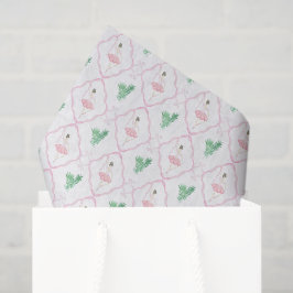 Papel De Seda Aquarela Rosa e Ballerinas de Natal Verde