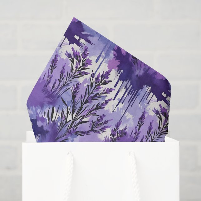 Papel De Seda Aquarela Roxa com Flores (Sacola de presentes)