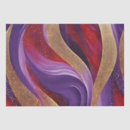 Papel De Seda Aquarela Roxo, Vermelho e Tinta Dourada Valentines