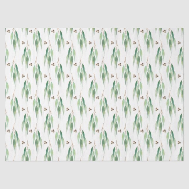 Papel De Seda Aquarela Série Eucalipto Design 4 (Frente )