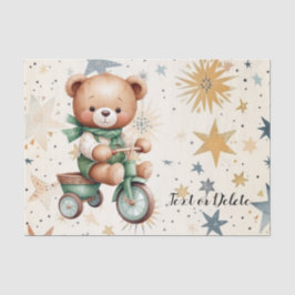 Papel De Seda Aquarela Urso de Teddy Stars Bela Verde