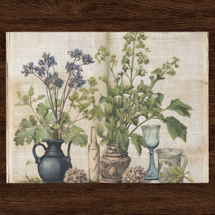Papel De Seda Aquarela Vintage Flor Silvestre Natural