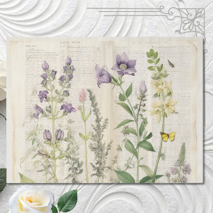 Papel De Seda Aquarela Vintage Flor Silvestre Natural