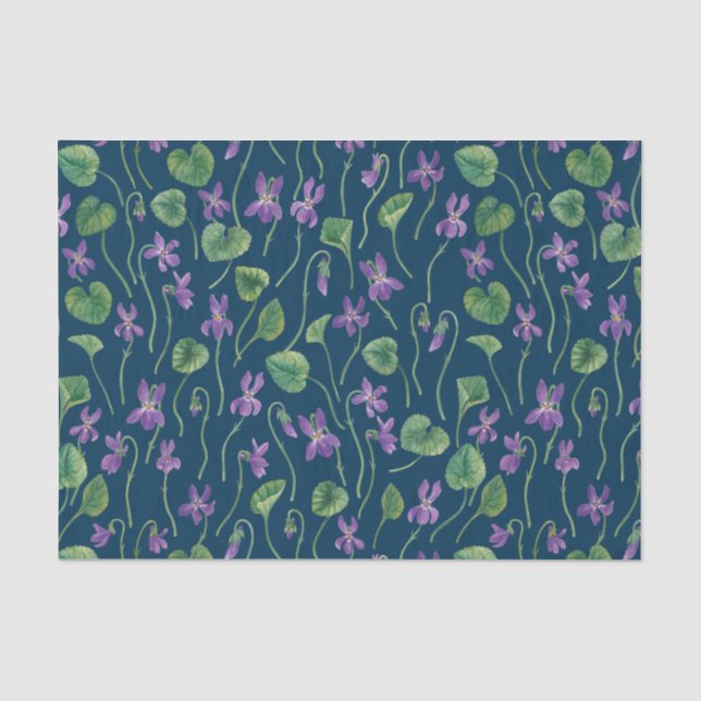 Papel De Seda Aquarela violetas em azul (Frente )