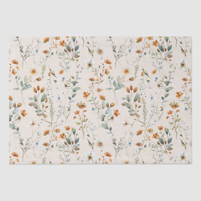 Papel De Seda Aquarela wildflower boho (Frente )
