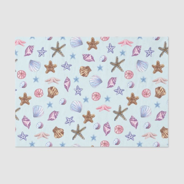 Papel De Seda Aquarelas: Capas de Água Marinha Azul Claro (Frente )