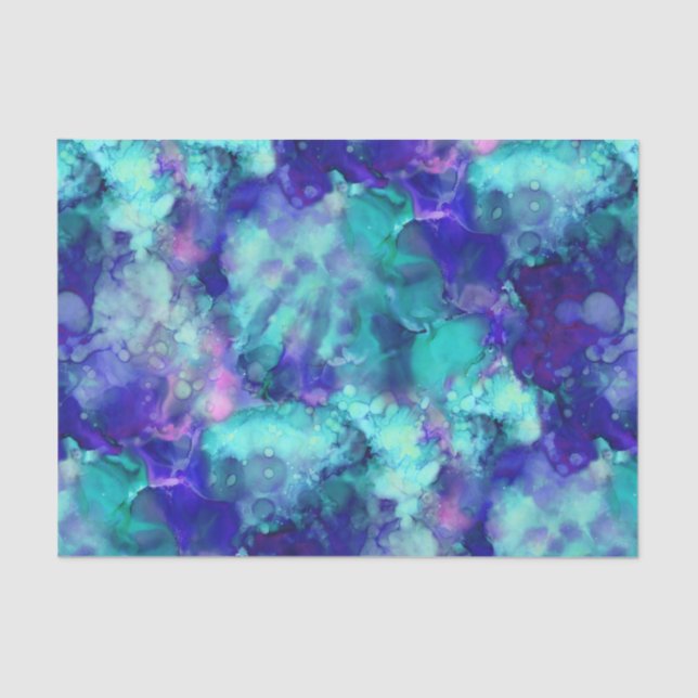 Papel De Seda aquarelas de fantasia azul: (Frente )