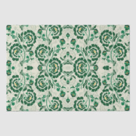 Papel De Seda Árabe Elegante geométrica floral verde marroquino