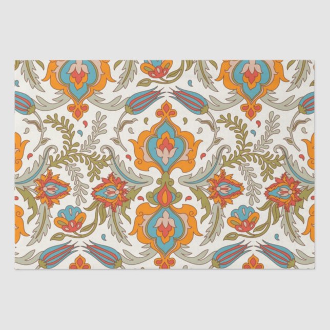 Papel De Seda Arabic Boho Elegant Floral Marroquino (Frente )