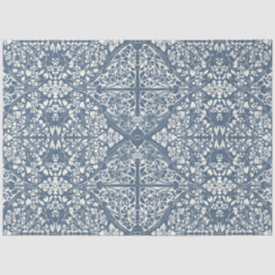 Papel De Seda Arábico Vinhas Florais Blue Ivory LG Decoupage