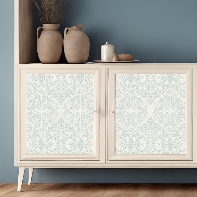 Papel De Seda Arábico Vinhas Florais Blue Ivory LG Decoupage (Criador carregado)