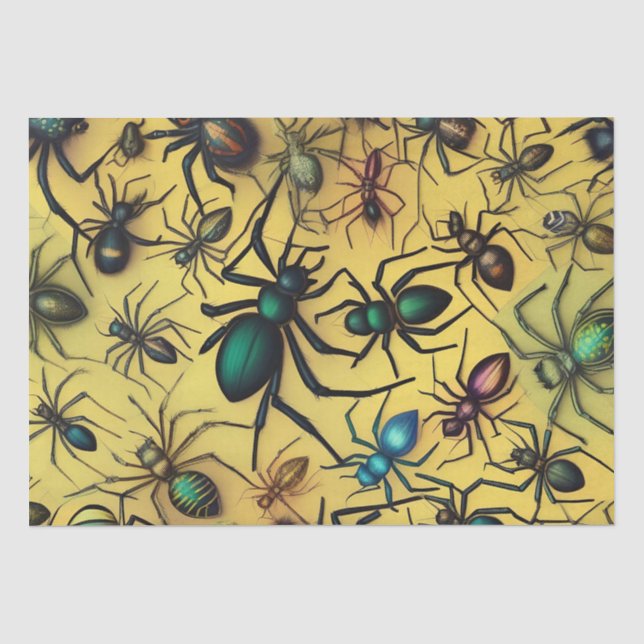 Papel De Seda Arachnid Amadurece Aranhas Rastreadas Crawly, (Frente )