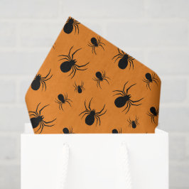Papel De Seda Aranhas Padrão de Halloween Preto e Laranja
