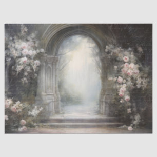 Papel De Seda Arca Floral Gótica com Tipografia para Decoupage