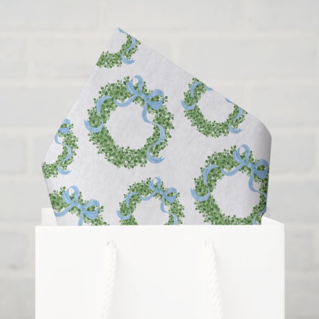 Papel De Seda Arco Azul Boxwood Wreath (Sacola de presentes)