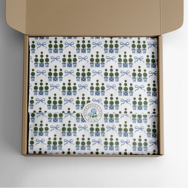 Papel De Seda Arco Azul da Árvore Topiário Chinoiserie (Chinoiserie topiary tree tissue paper
)