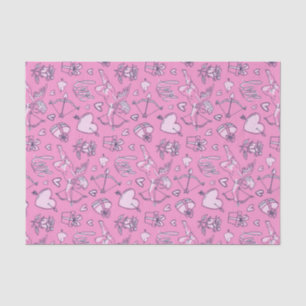 Papel De Seda Arco de Cupido Rosa Padrão de Rosas Dia dos Namora
