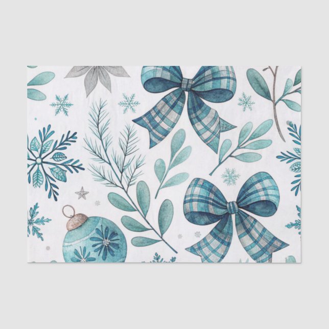 PAPEL DE SEDA ARCO DE NATAL AZUL E BRANCO (Frente )