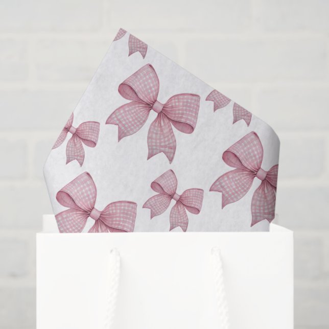 Papel De Seda Arco Gingham Rosa de Aquarela (Sacola de presentes)