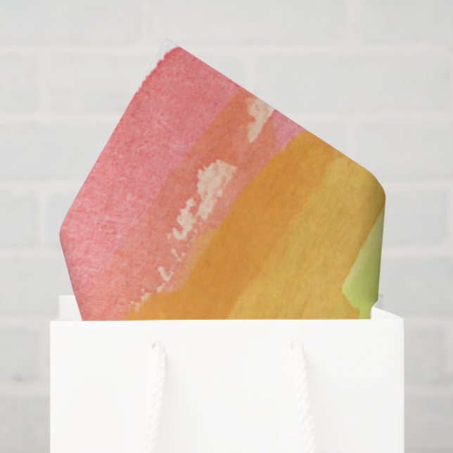 Papel De Seda Arco-Íris Brushstrokes Artisan Colorida (Sacola de presentes)