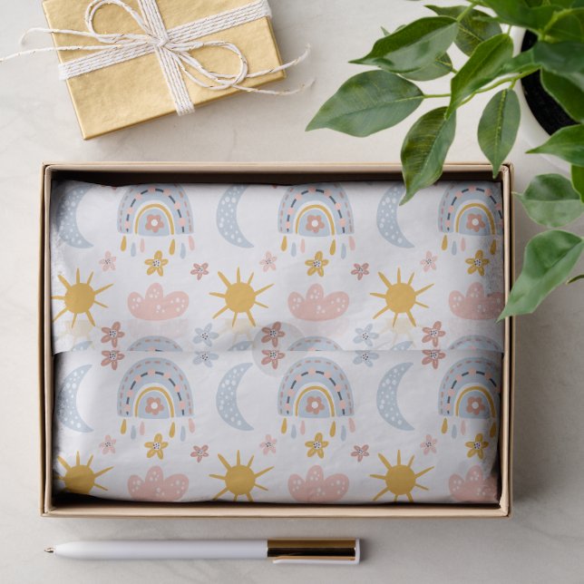 Papel De Seda Arco-íris Celestial e Padrão de Explosão Solar (Presente)