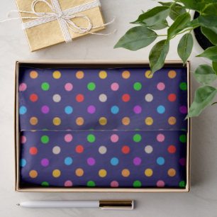 Papel De Seda Arco-íris Colorido de Bolinhas Azul 