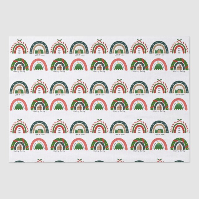 Papel De Seda Arco-Íris de Natal Deixe nevar (Frente )