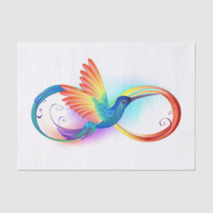 Papel De Seda Arco-íris Hummingbird com símbolo Infinito