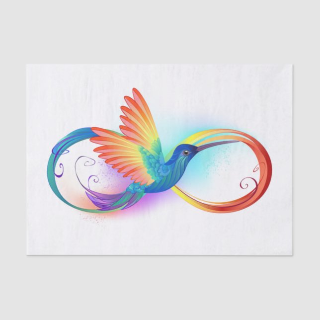 Papel De Seda Arco-íris Hummingbird com símbolo Infinito (Frente )