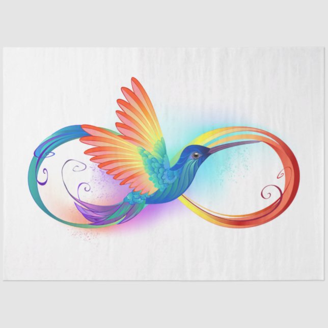 Papel De Seda Arco-íris Hummingbird com símbolo Infinito (Frente )