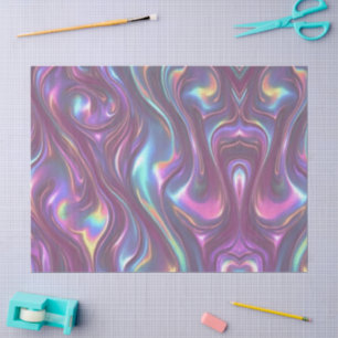 Papel De Seda Arco-íris Iridescente Metálico Rosa Aqua Roxo