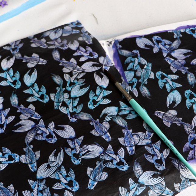 Papel De Seda Arco-Íris Roxo Koi Pond Art Cois Padrão de peixe (Criador carregado)