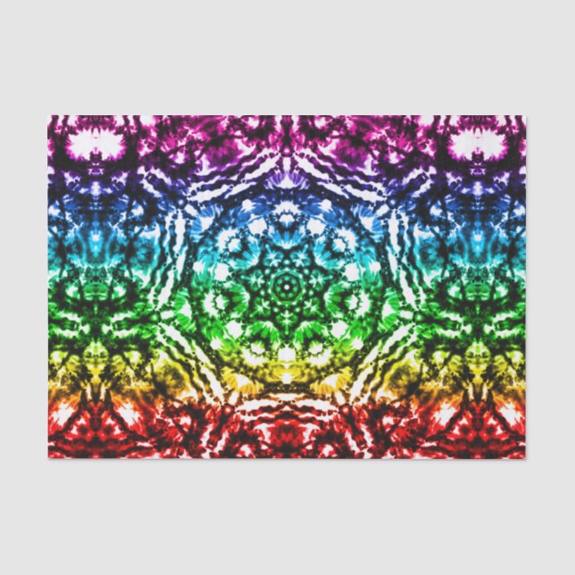 Papel De Seda Arco-íris Tie Dye Mandala Estrela Festa de Anivers (Frente )