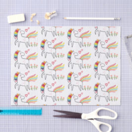 Papel De Seda Arco-íris Unicórnio Aniversário Nome Personalizado