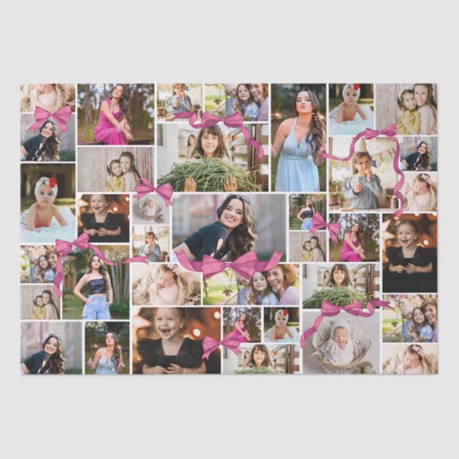 Papel De Seda Arco Rosa Girly 12 Fotos Repetidas Em Uma Colagem (Frente )