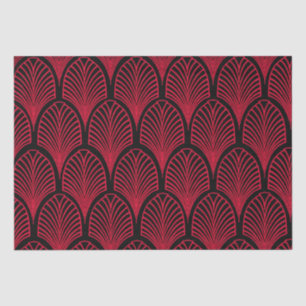 Papel De Seda Arcos clássicos de Deco Vermelho e Arte Negra