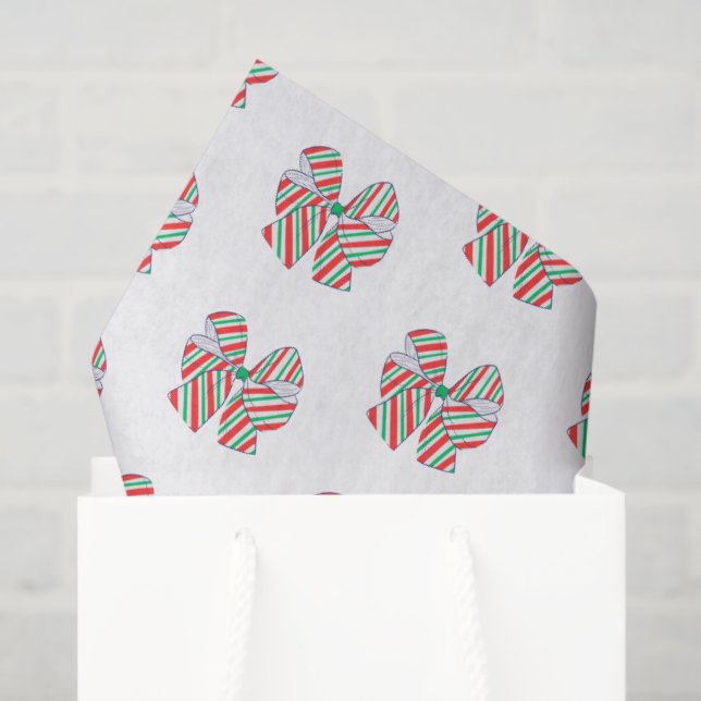 Papel De Seda Arcos com risca verde e vermelho feriado (Sacola de presentes)