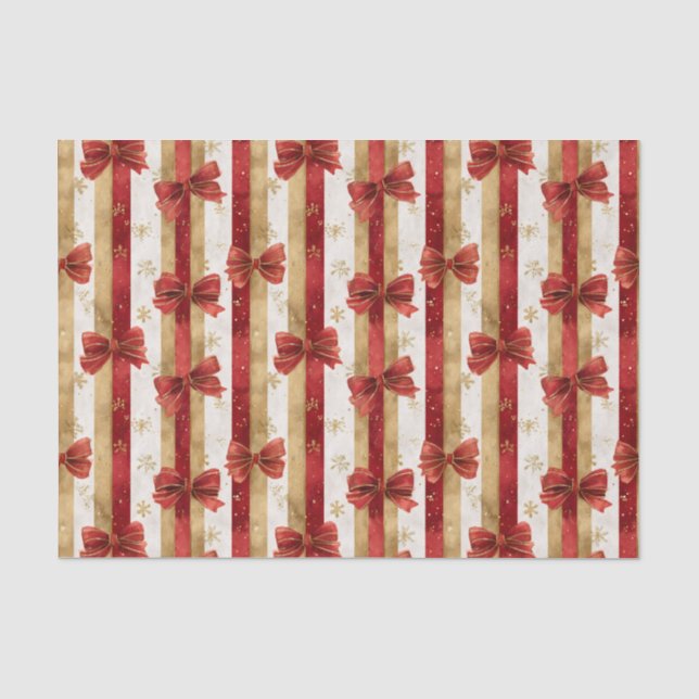 Papel De Seda Arcos de Natal em Ouro Vermelho  (Frente )