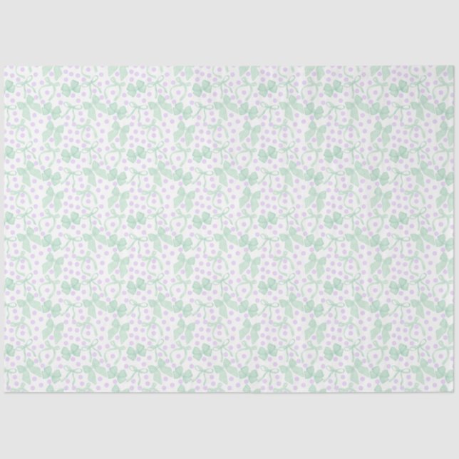 Papel De Seda Arcos verdes e pontos roxos (Frente )