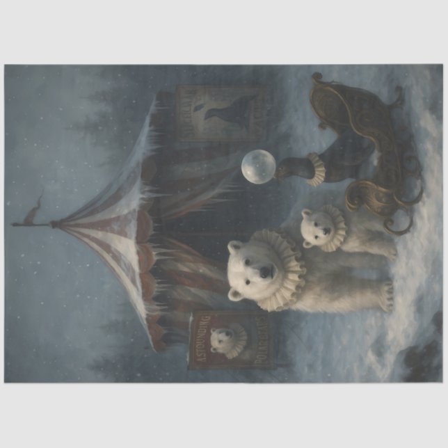 Papel De Seda Arctic Circus Polar Bear Winter Carnival Decoupage (Frente )