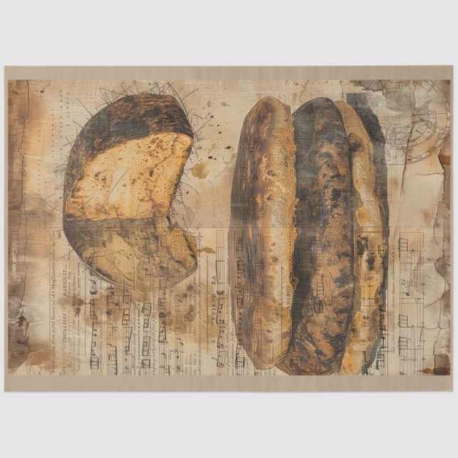 Papel De Seda Arepa Bread Ephemera Collage Art (Frente )